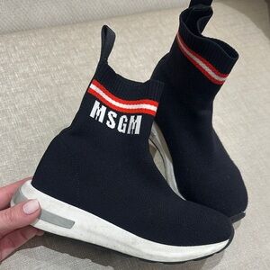 MSGM Black Knit Sneakers with Red Accents size 29